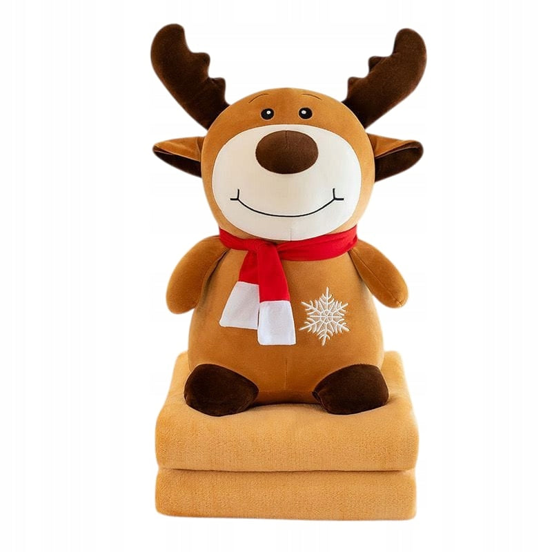 Zestaw Wielofunkcyjnego Jelenia Pluszowego: Maskotka, Poduszka i Kocyk