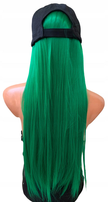 Czapka z daszkiem z włosami peruka długie sztuczne