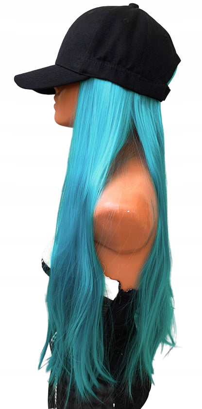 Czapka z daszkiem z włosami peruka długie sztuczne