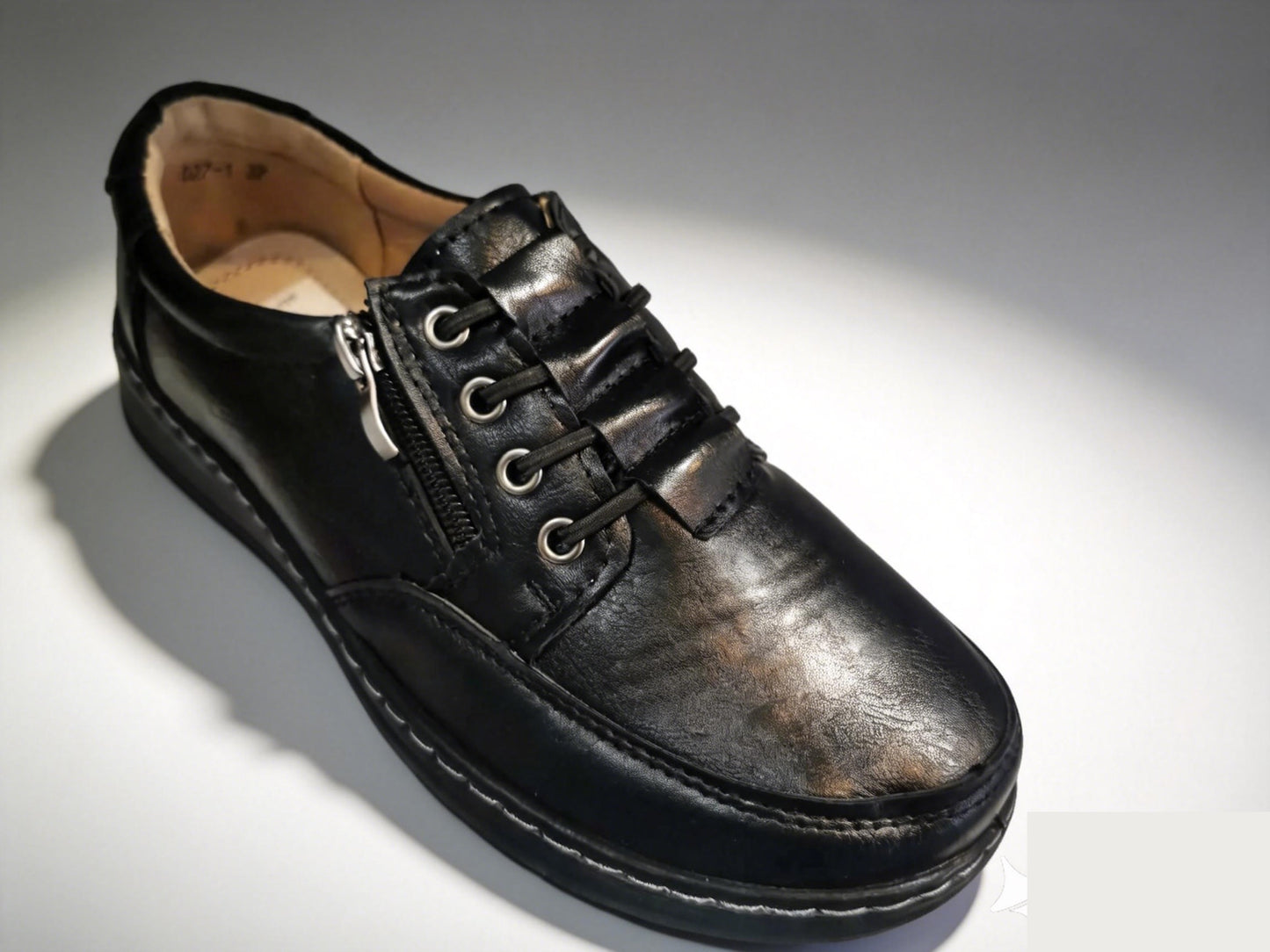 D27 WYGODNE DAMSKIE PÓŁBUTY BUTY SPORTOWE NA ZAMEK WKŁADKA SKÓRA CZARNE