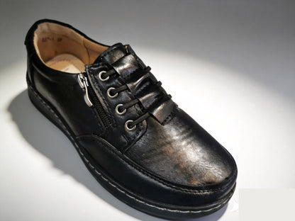 D27 WYGODNE DAMSKIE PÓŁBUTY BUTY SPORTOWE NA ZAMEK WKŁADKA SKÓRA CZARNE