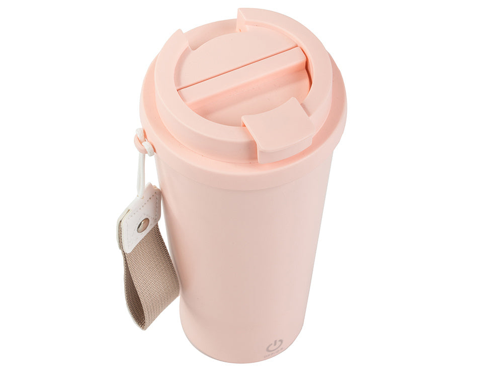 Kubek samomieszający 350ml stalowy termos na zimne i gorące smycz usb