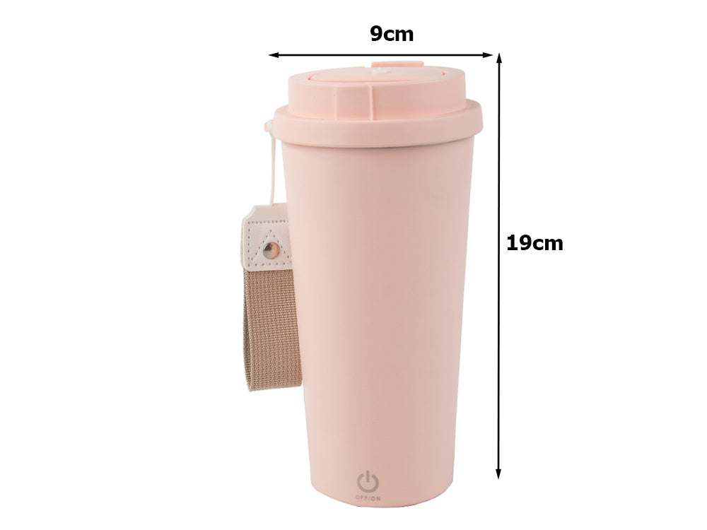 Kubek samomieszający 350ml stalowy termos na zimne i gorące smycz usb