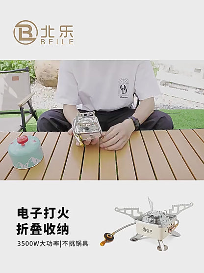 Składany palnik gazowy do kempingu – przenośny piec na kartusz, wiatroodporny