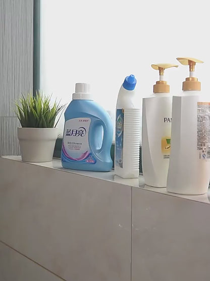 Trójkątny regał narożny do łazienki z drążkiem rozporowym – bez wiercenia