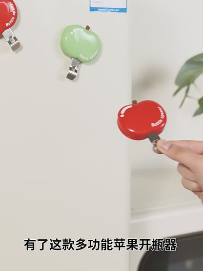 Magnetyczny otwieracz do butelek w kształcie jabłka – lodówkowy klips na chipsy 3w1